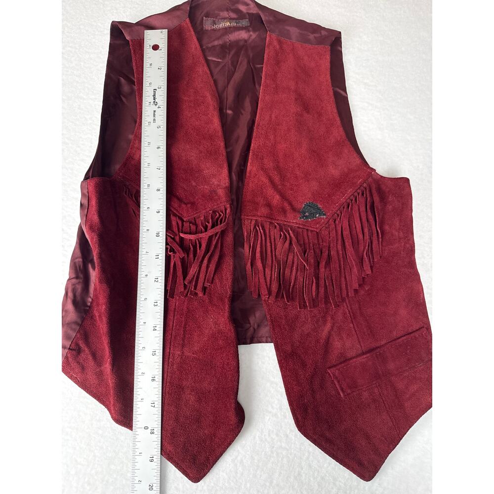 Vintage jordache suede fringe vest burgundy 
Size s - Picture 9 of 11